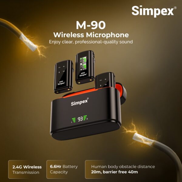 Simpex (M-90) 2-in-1 Wireless Microphone with TFT Card Recording & 360 ...