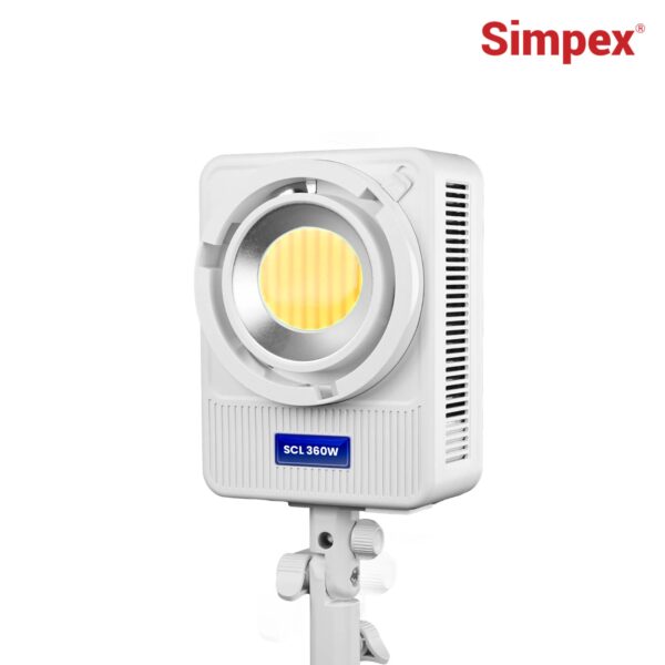 Simpex SCL 360W bi colour continuous LED Light with bowens mount and a unique design fixture commonly used in photography, videography, and studio productions.