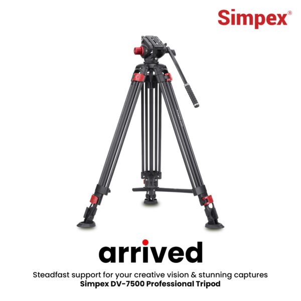 Simpex DV 7500 Platinum Heavy Duty Tripod with Professional Pan Head with Quick Release Plate Maximum Operating Height: 1984 mm, Max Load Upto: 25 kgs