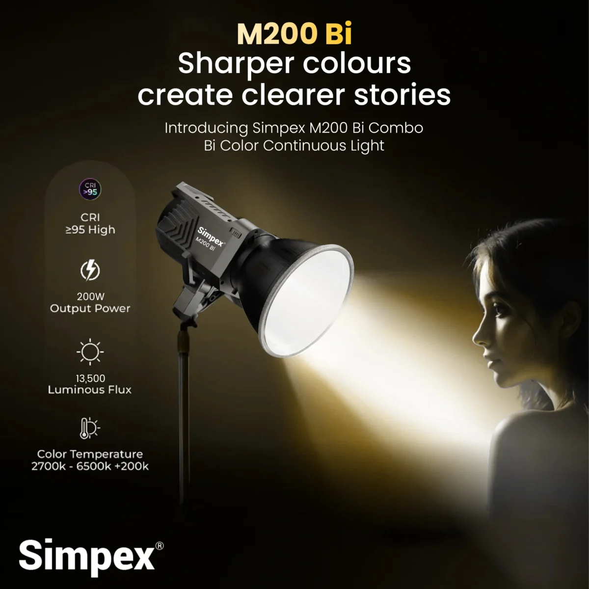 Simpex Torchlight Simpex M 200bi dual colour continuous led light