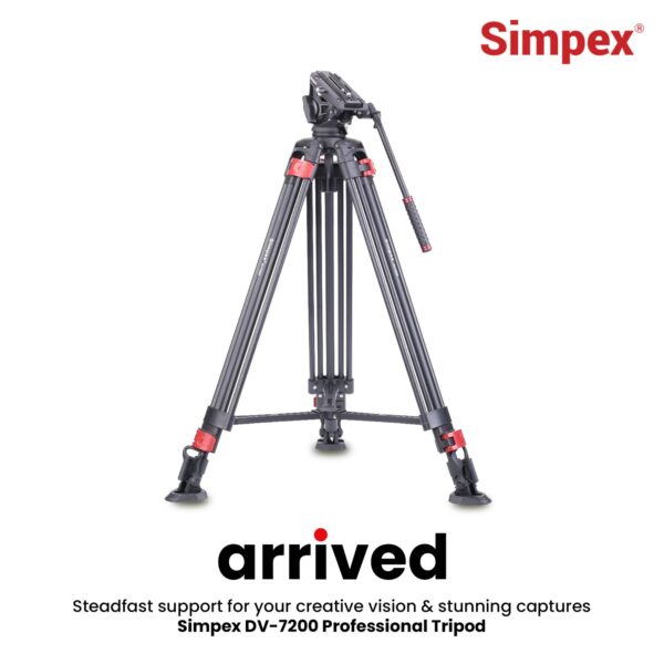 Simpex DV 7200 Platinum Heavy Duty Tripod with Professional Pan Head with Quick Release Plate Maximum Operating Height: 1984 mm, Max Load Upto: 15 kgs