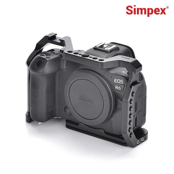 Simpex metal case for Canon EOS R5, R6, R5 & R6 MARK II built in quick release plate for arca-type, film movie making camera video cage with shoe mount, 1/4'' & 3/8'' threaded holes