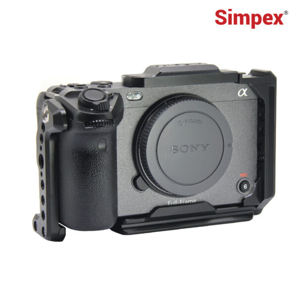 Simpex FX-30 Metal cage compatible with Sony(FX-30/FX3) Camera, with hdmi cable clamp, NATO rails and builtin arca quick release plate, Interchangeable full/half cage, Black
