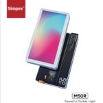 Simpex M-50R pocket RGB video light, 50W power output with LCD Display, RGB mode, CCT mode, FX mode with in-built 6700mAh battery