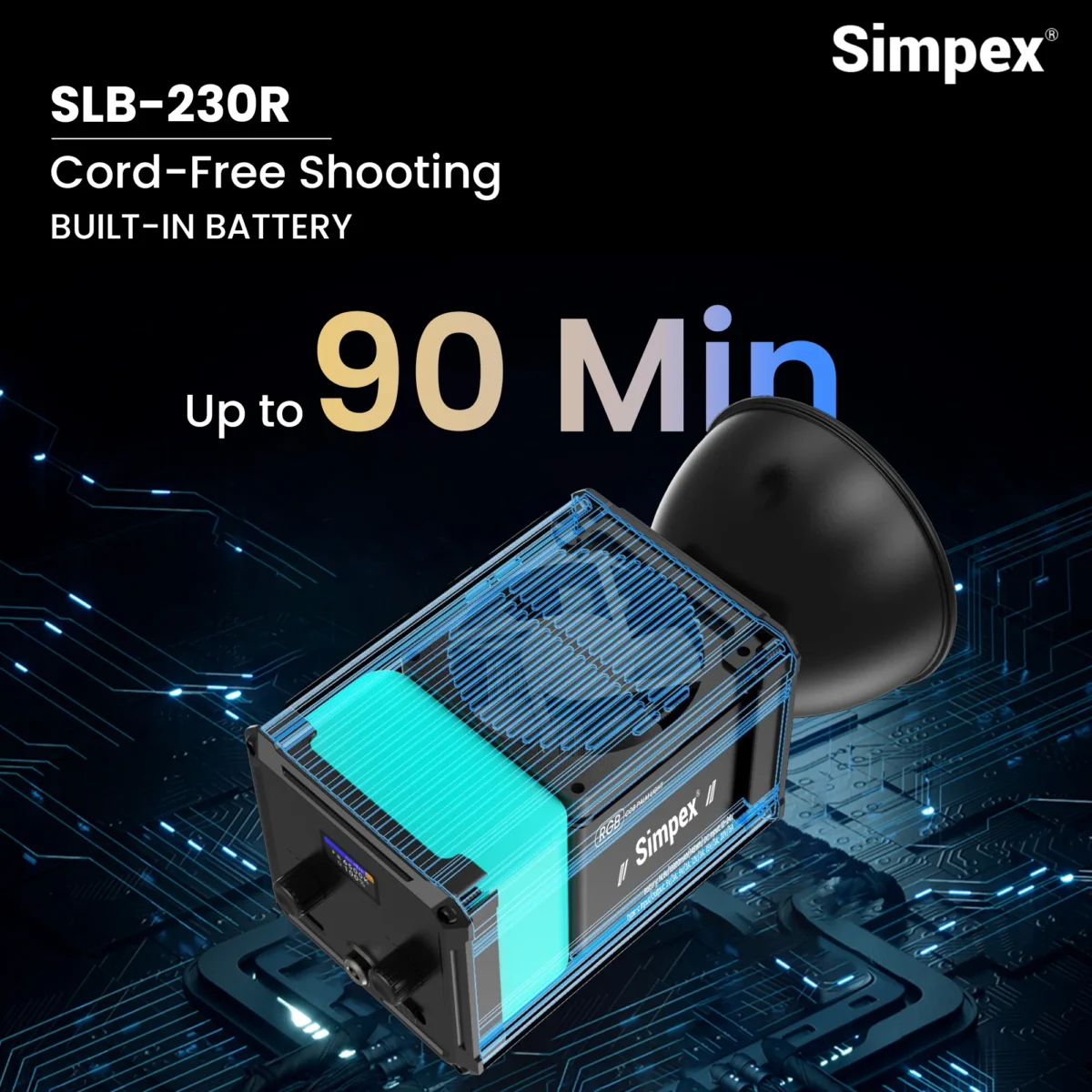 Simpex SLB 230R Compact size 230W RGB Continuous Light with in-built ...