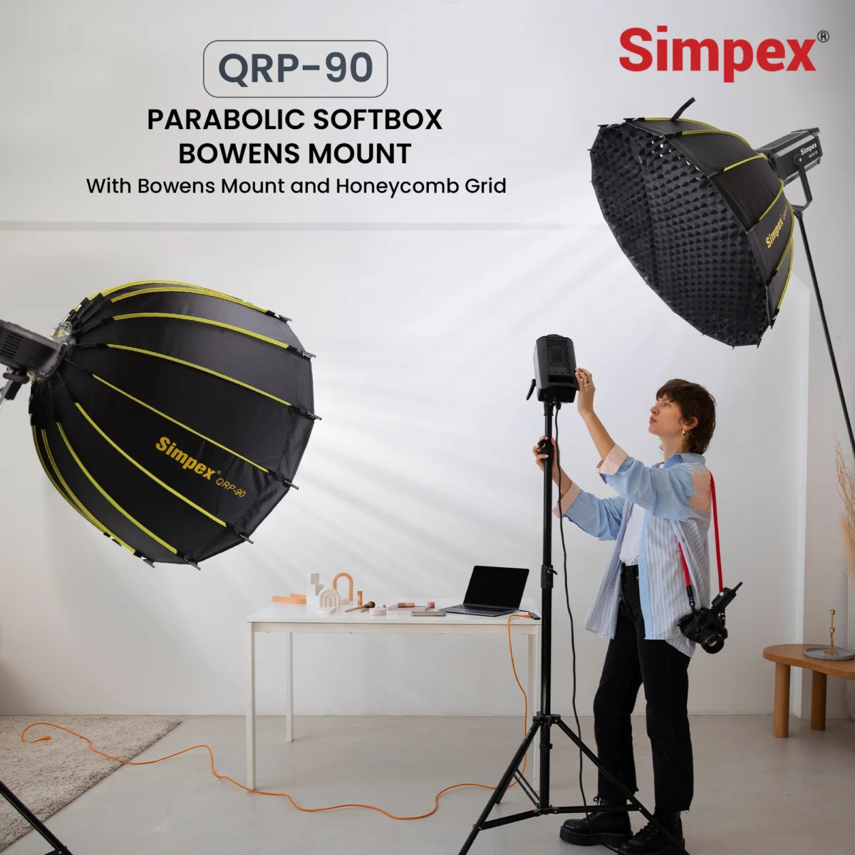 Simpex Torch Simpex QRP-90 Deep Octa Quick Release Parabolic Softbox with honey comb ...