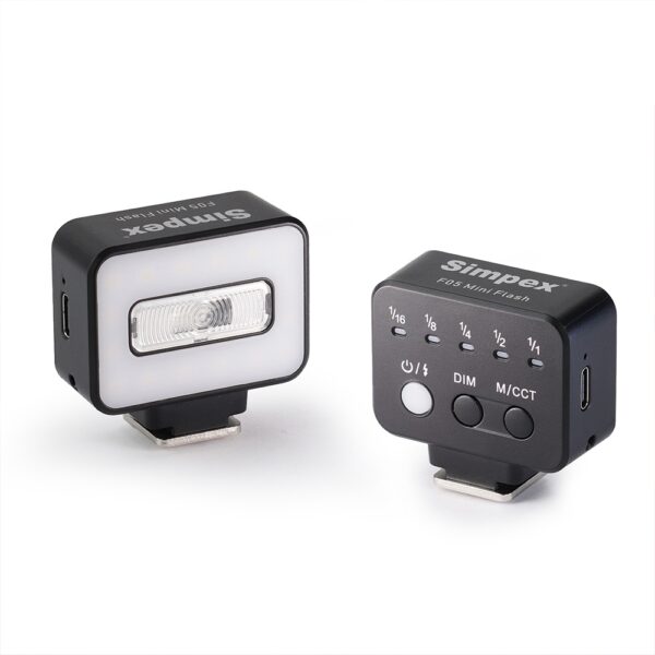 Simpex Mini Camera Flash F-05, Mini Speedlite with Guide Number 8, 6500K Colour temprature, in built li-on battery with type-C charging and universal compatibility