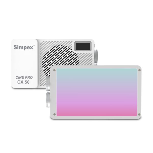 Simpex CX 50R, 50WRGB LED Video Light,0 - 360 HUE,  2700K–7500K Temperature, 1–100% Luminance, 13 Creative Modes, Inbuilt 3200mAh Battery, Type-C Charging, Mini Tripod & Diffuser, For Photo & Videography