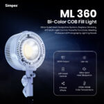 Simpex ML-360, Dual colour continuous LED light with 360W output, Bowens Mount, compact size and light weight design, for photography and professional video shoot - Image 7