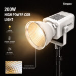 Simpex LA-200 Bi 200W Continuous Video Light, Bi-Color 2500K-8500K, 0-100% Dimmable Photography & Studio Light, CRI 95+, 12 FX Effects, 8 Intelligent Modes, Simpex App & Remote Control, Bowens Mount - Image 7