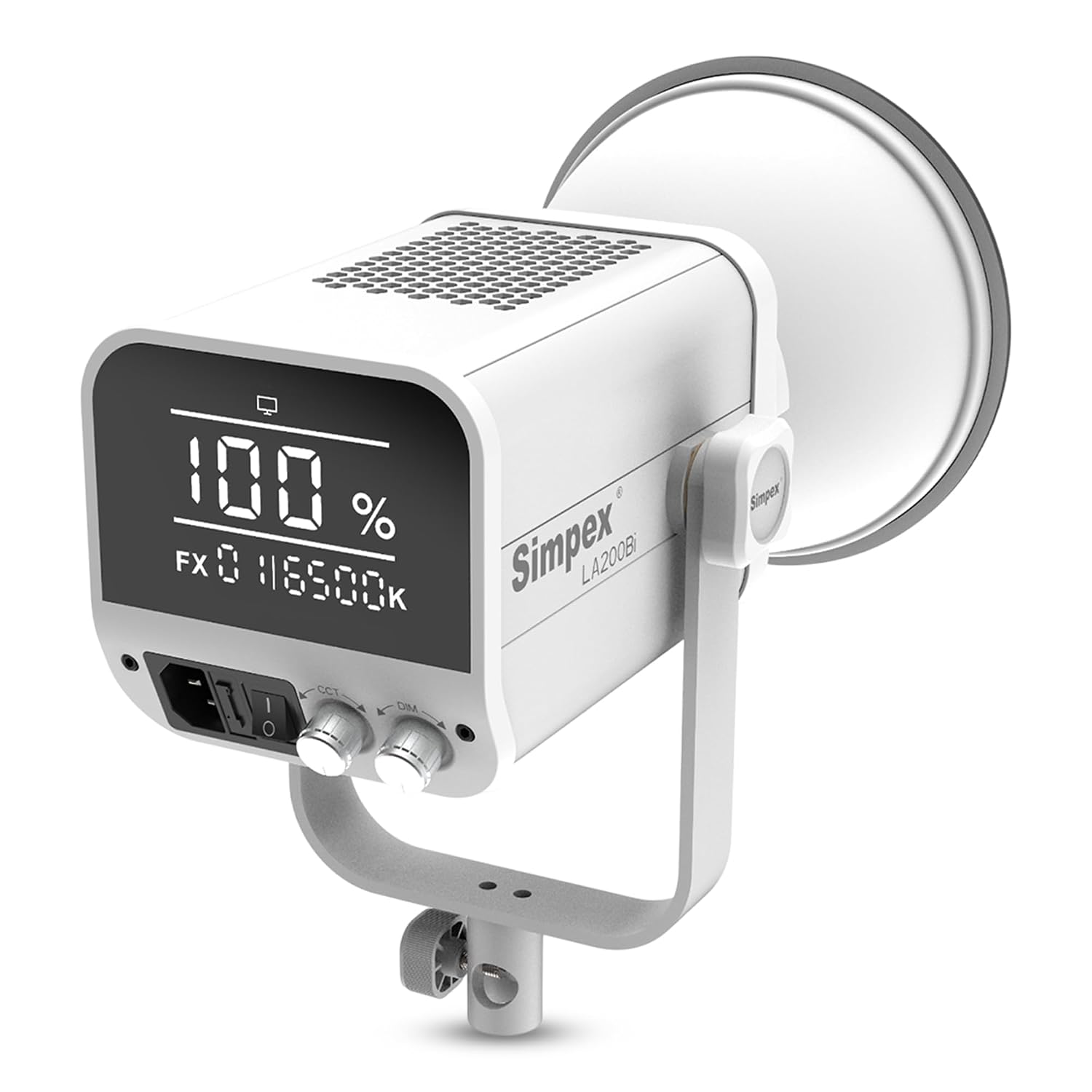 619A7ZN35hL._SL1500_ Simpex LA-200 Bi 200W Continuous Video Light, Bi-Color 2500K-8500K, 0-100% Dimmable Photography & Studio Light, CRI 95+, 12 FX Effects, 8 Intelligent Modes, Simpex App & Remote Control, Bowens Mount - Image 1