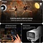Simpex LA-200 Bi 200W Continuous Video Light, Bi-Color 2500K-8500K, 0-100% Dimmable Photography & Studio Light, CRI 95+, 12 FX Effects, 8 Intelligent Modes, Simpex App & Remote Control, Bowens Mount - Image 8