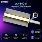 Simpex LC 540 III 65W RGB LED Stick Light with 6400mAh Battery, 360° HSI Colour Control, 14 Lighting Effects, Wireless App Control & Type-C Fast Charging - Image 7