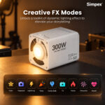Simpex SLB 300Bi – 300W Professional Bi-Color COB LED Video Light with Built-in Battery | 2700K–6500K | Portable Studio & Outdoor Lighting - Image 5